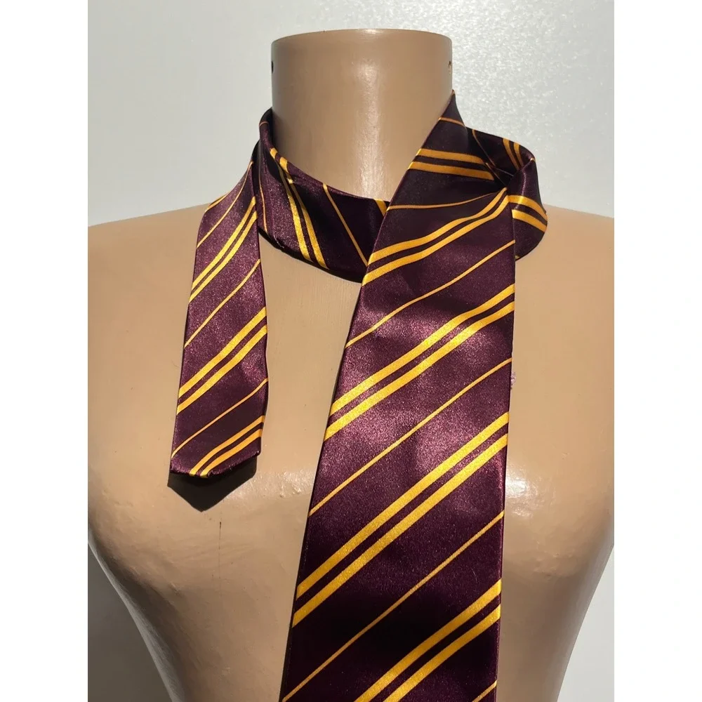 Harry Potter Gryffindor Tie Rubies Costume Co Burgundy Gold Striped Necktie